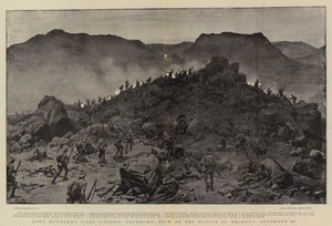 Primeira vitória de Lord Methuen, vista panorâmica da Batalha de Belmont, 28 de novembro